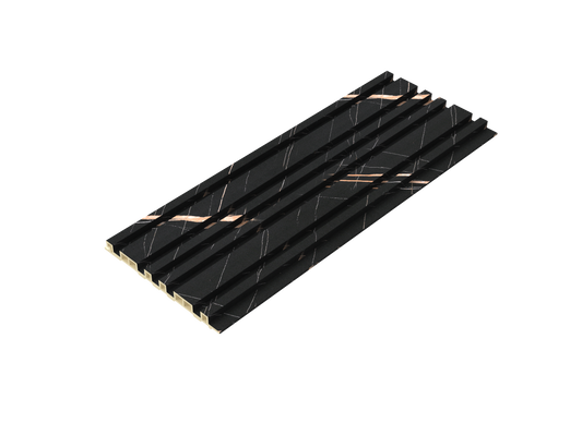Charcoal Vein Irregular-Groove 3D Wall Panel - Full Side View