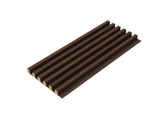 Espresso Walnut Equal-Groove 3D Wall Panel - Full Side View