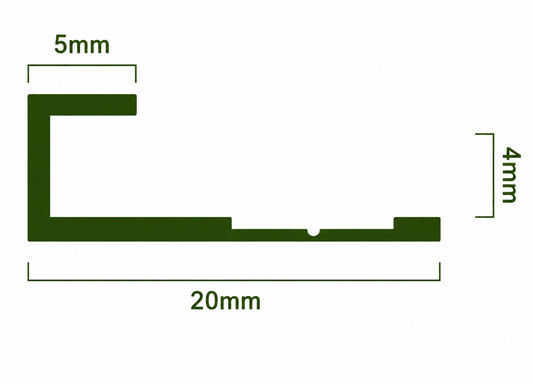 4mm Wall Panel Edge Trim - Black Aluminium - Cross Section Size