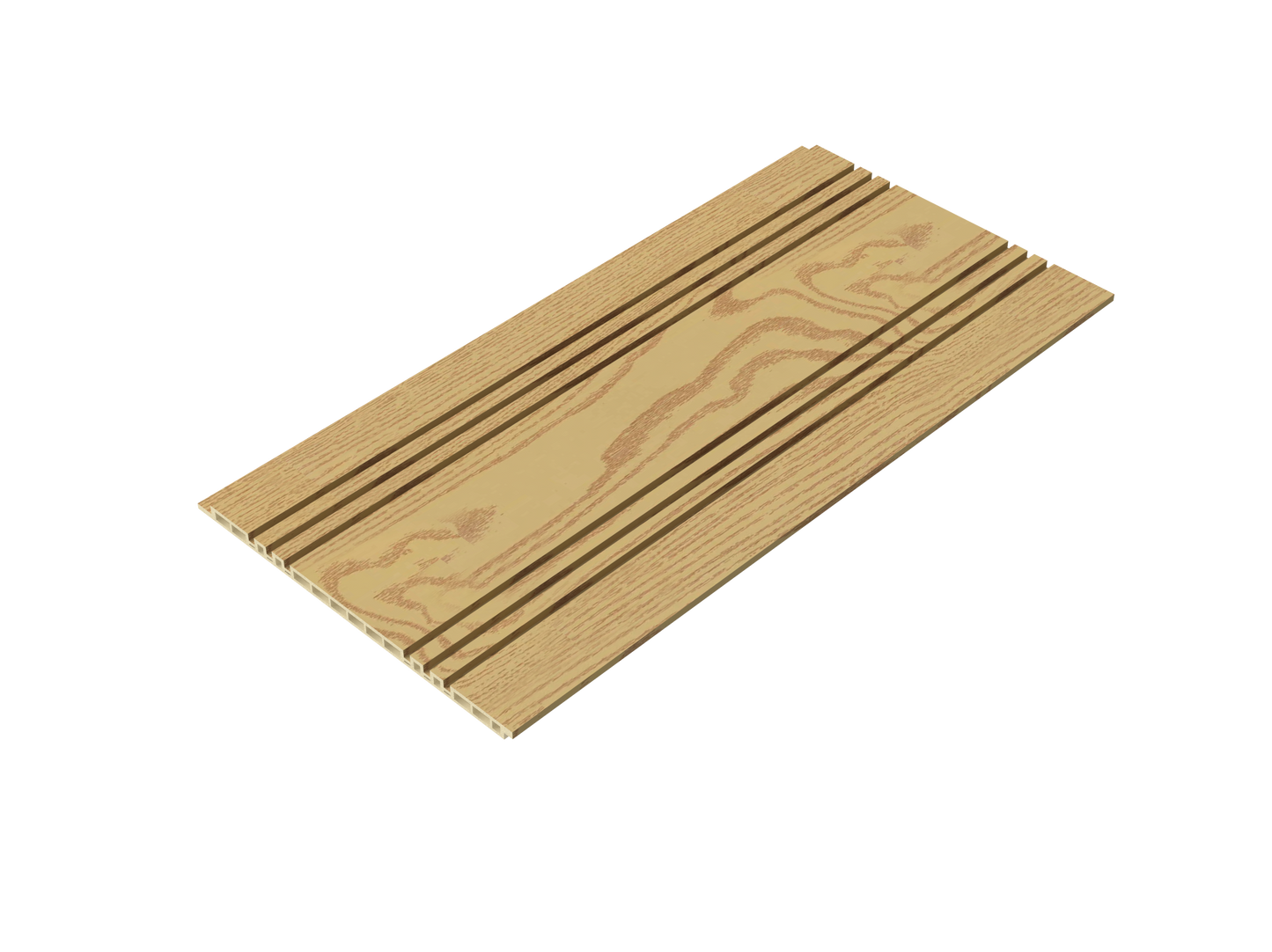 Natural Wood Slim-Groove 3D Wall Panel - Full Side view