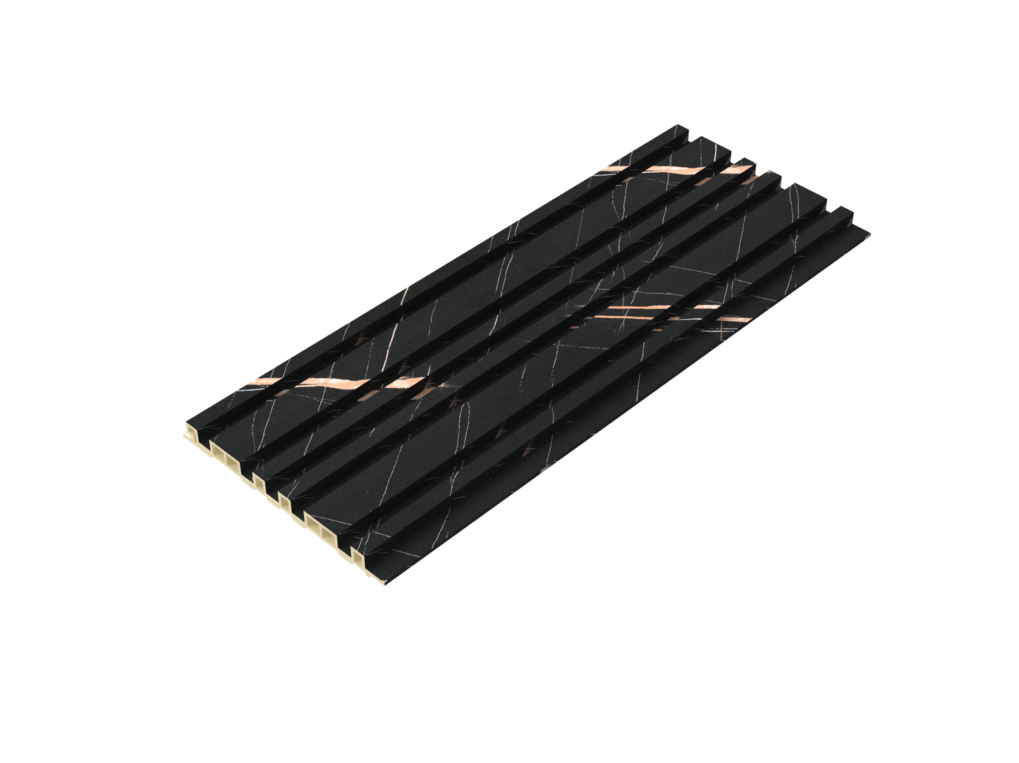 Charcoal Vein Irregular-Groove 3D Wall Panel - Full Side View