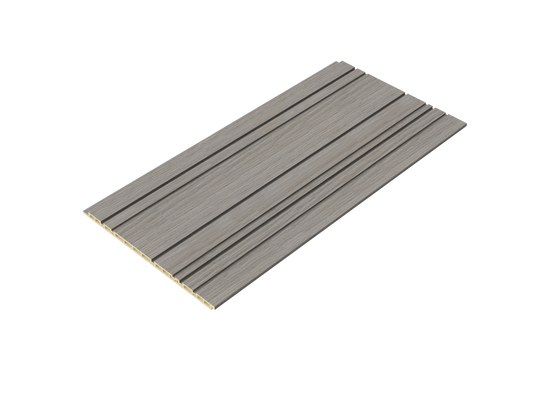 Ash Grey Slim-Groove 3D Wall Panel - Side Full View