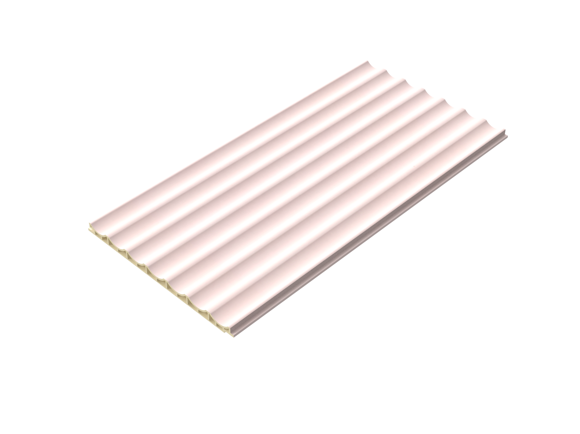 Blush Pink Curved-Rib 3D Wall Panel - Full Side View