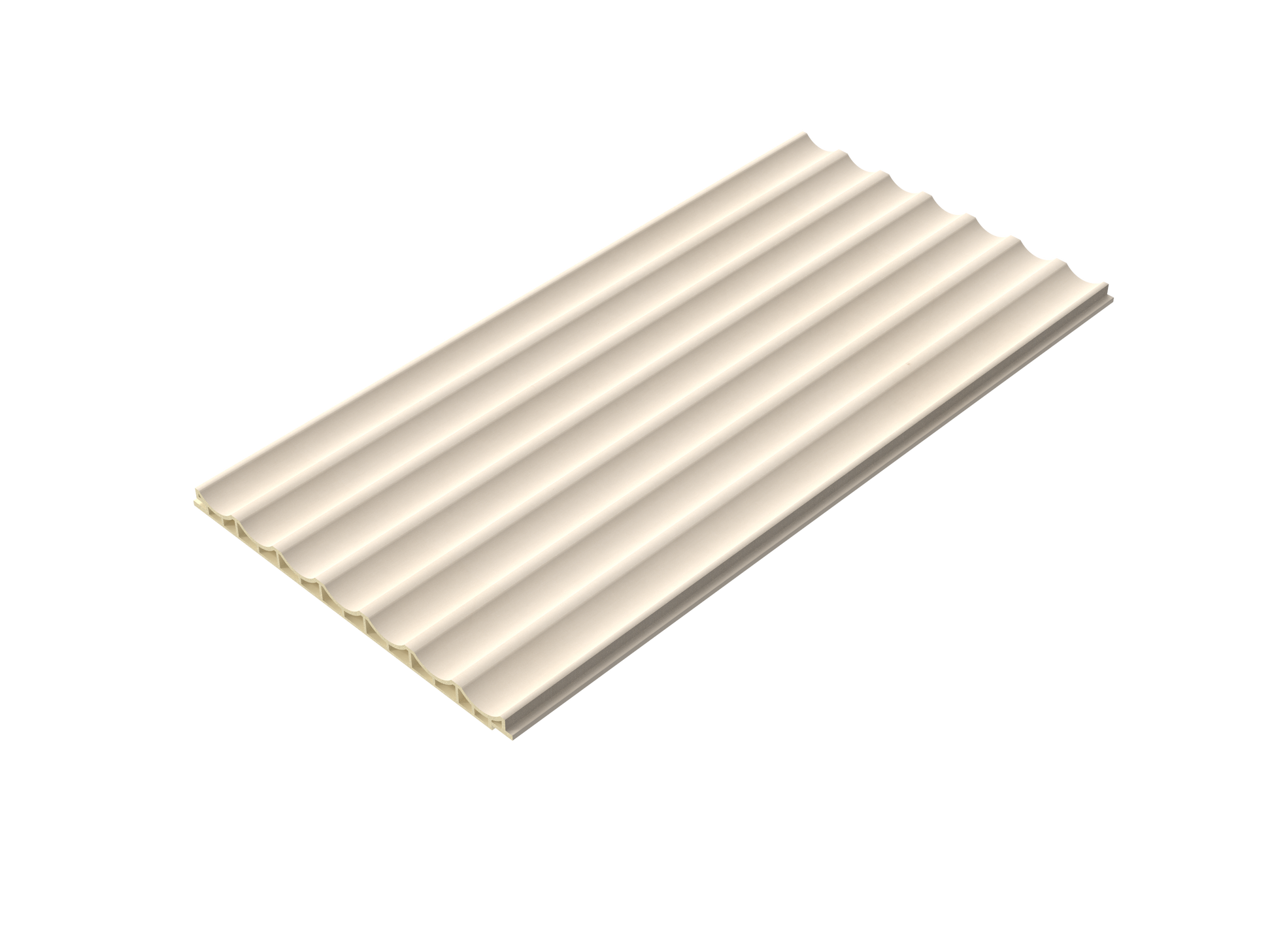 Soft Beige Curved-Rib 3D Wall Panel - side view