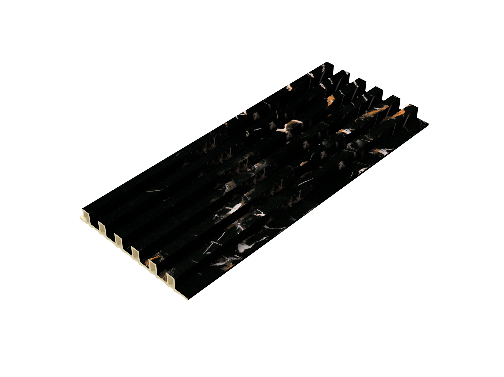 Noir Goldstone Equal-Groove 3D Wall Panel - Full Side View