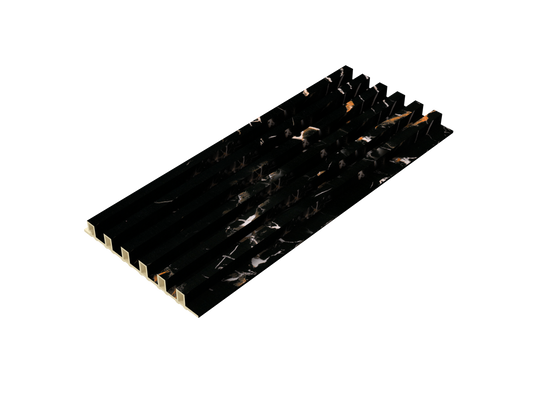 Noir Goldstone Equal-Groove 3D Wall Panel - Full Side View