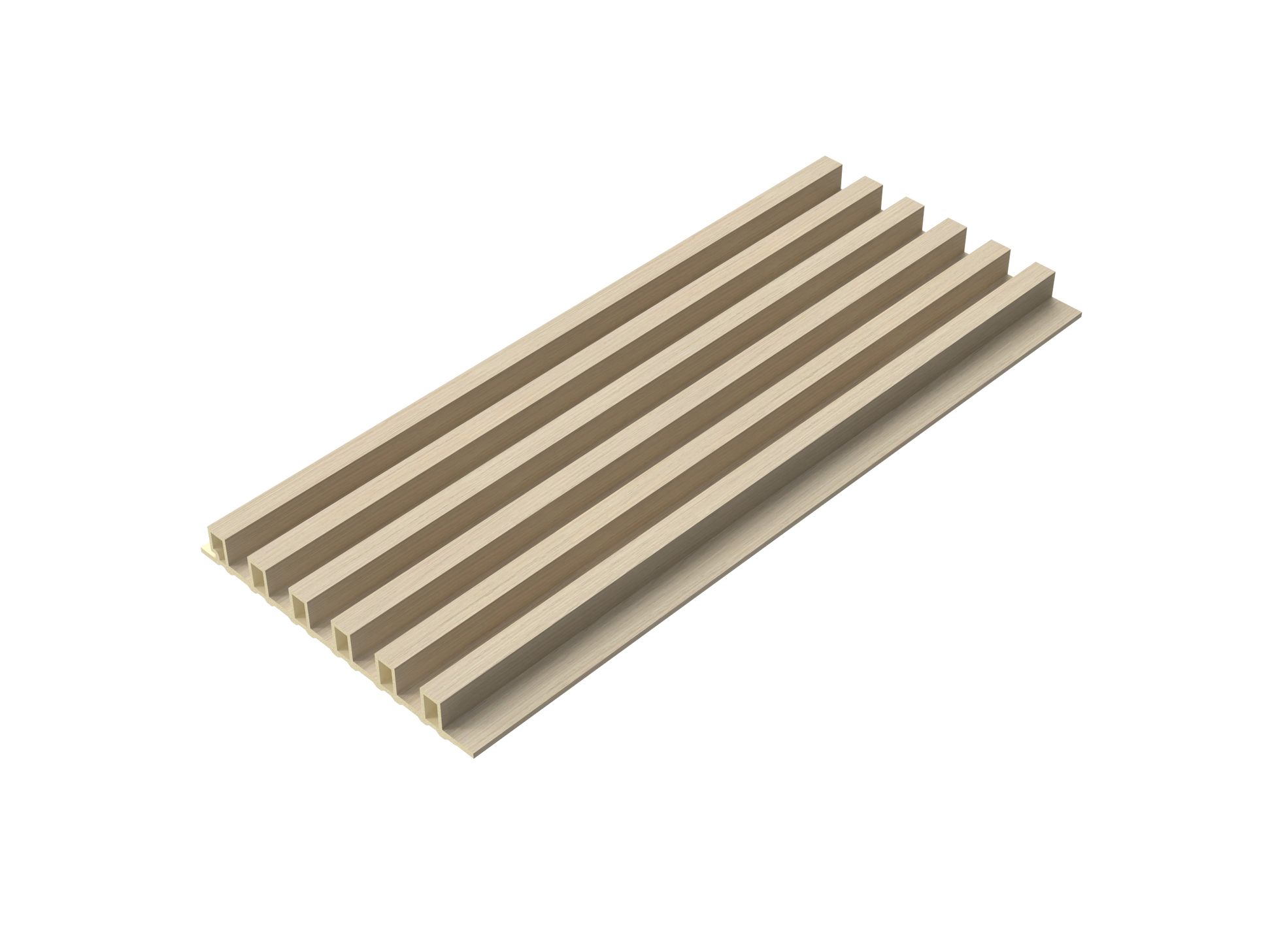 Light Sand Oak Equal-Groove 3D Wall Panel - Full Side View