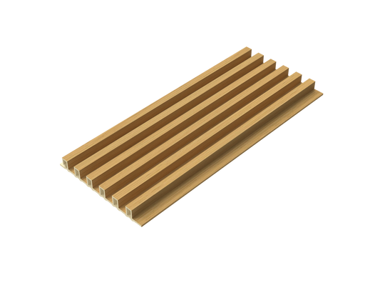 Natural Teak Equal-Groove 3D Wall Panel - Full Side View