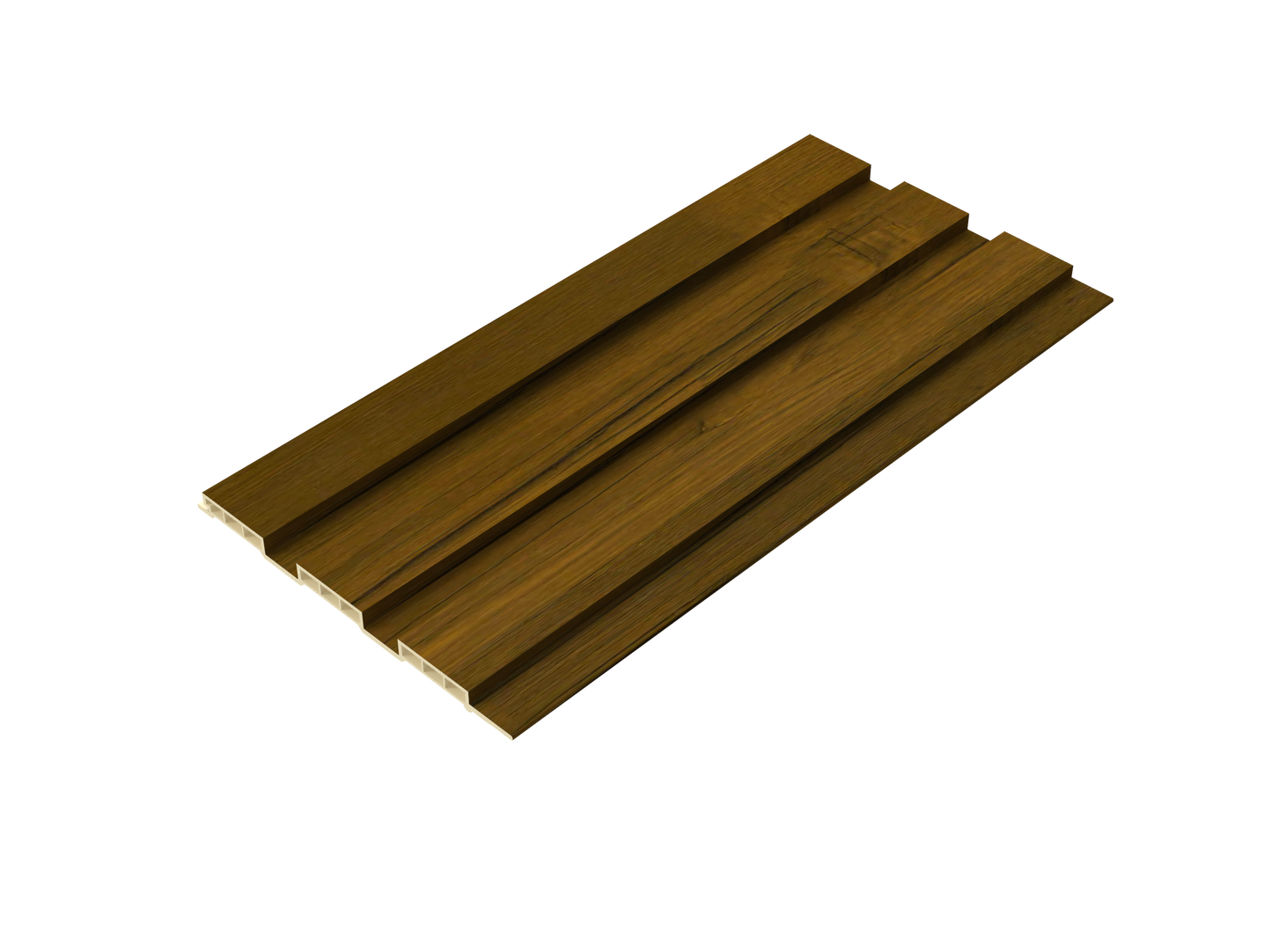 Classic Walnut Triple-Groove 3D Wall Panel - Full Side View