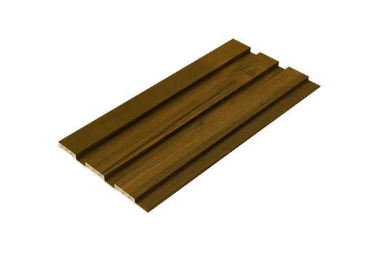 Classic Walnut Triple-Groove 3D Wall Panel - Full Side View