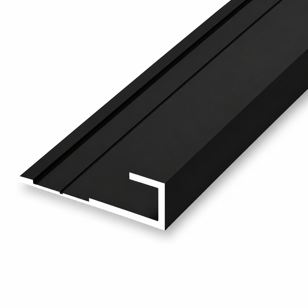 4mm Wall Panel Edge Trim - Black Aluminium - Edge Profile