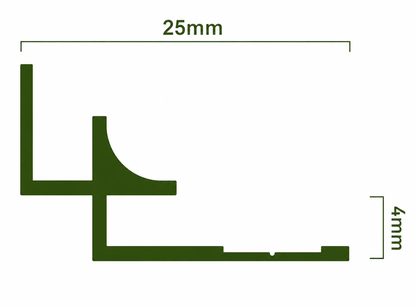 4mm Wall Panel Internal Corner Trim cross section
