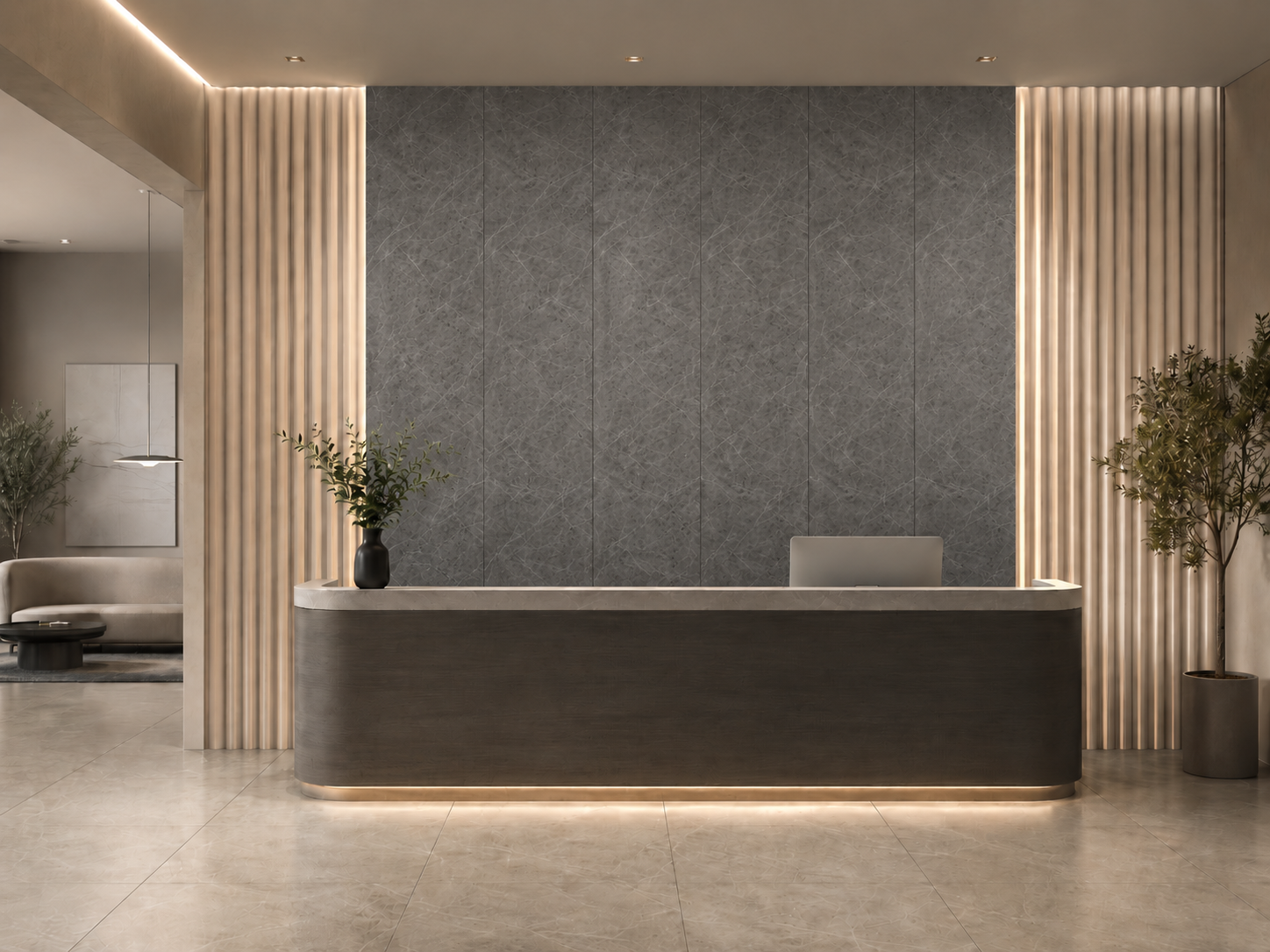 Graphite Vein Waterproof Wall Panel in reception