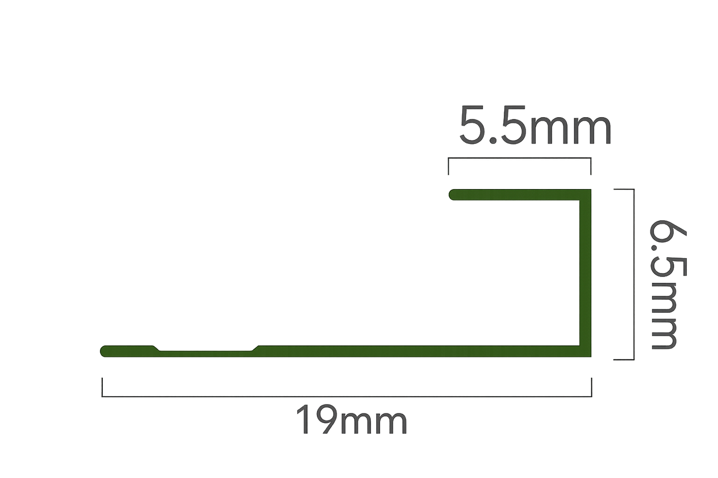 5mm Flat Wall Panel End Trim cross-section diagram