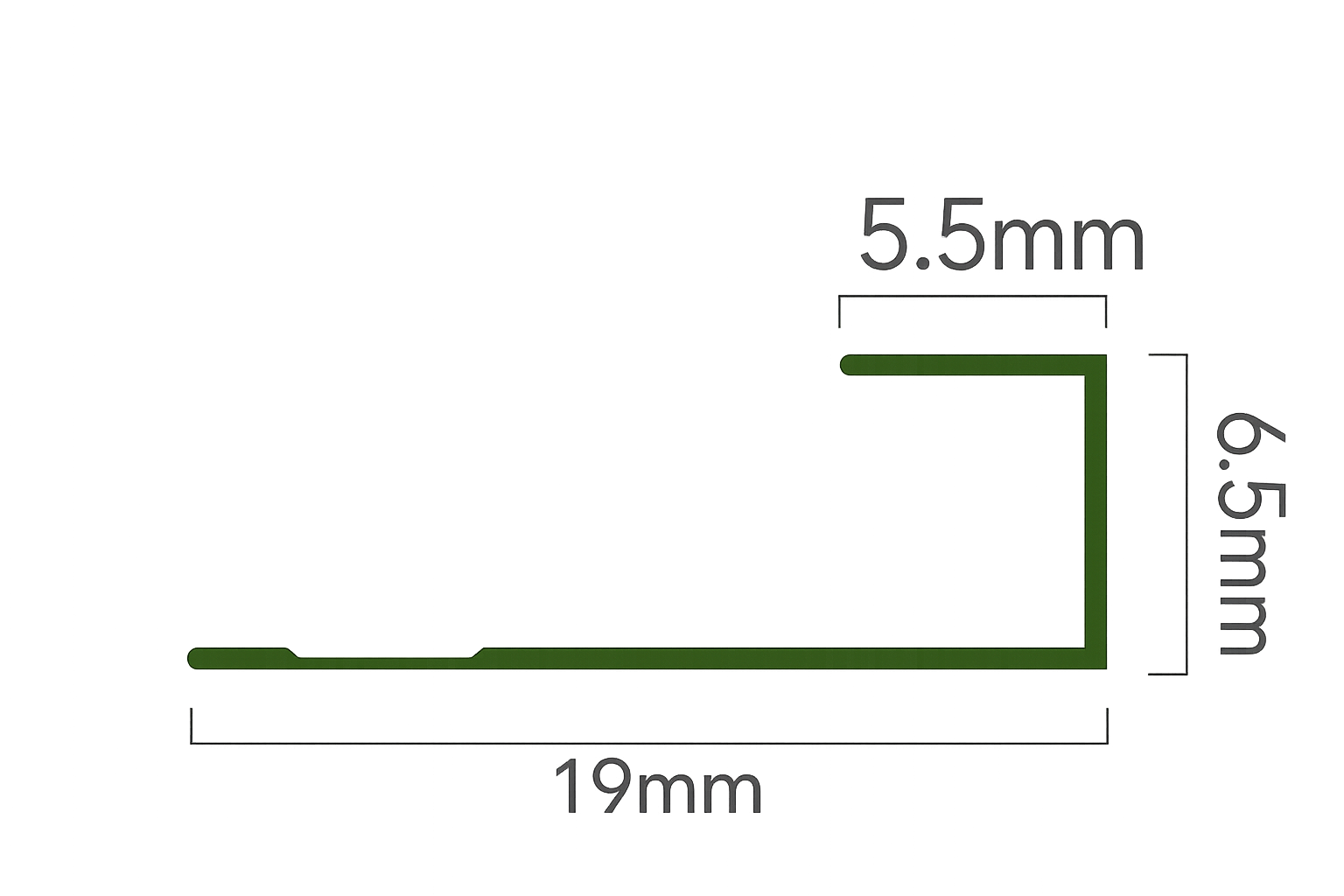 5mm Flat Wall Panel End Trim cross-section diagram