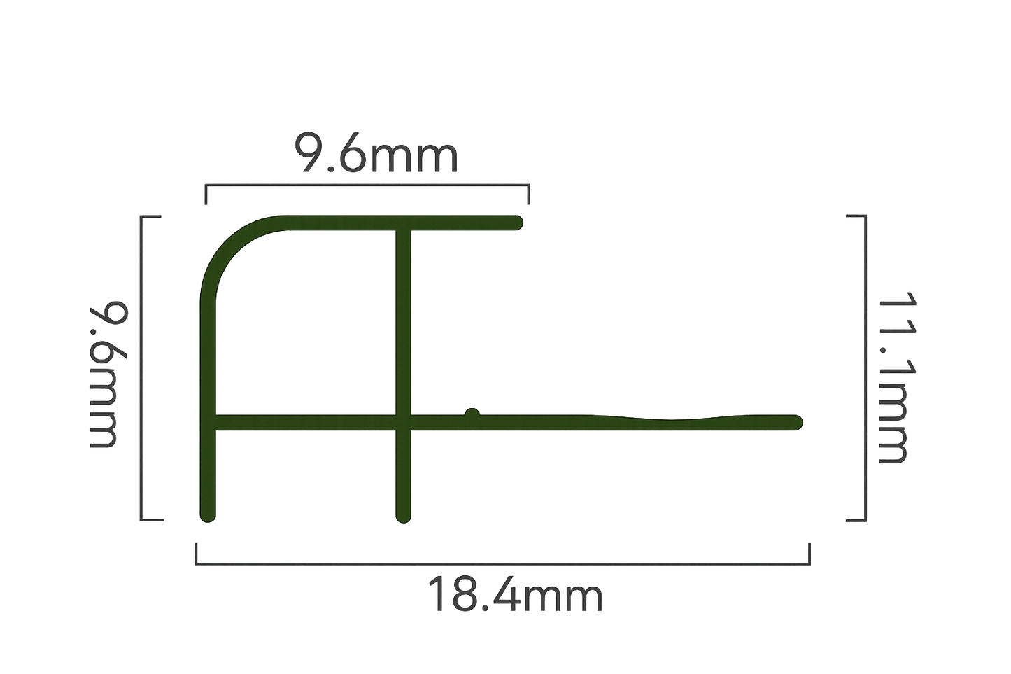 5mm Flat Wall Panel External Corner Trim cross-section diagram