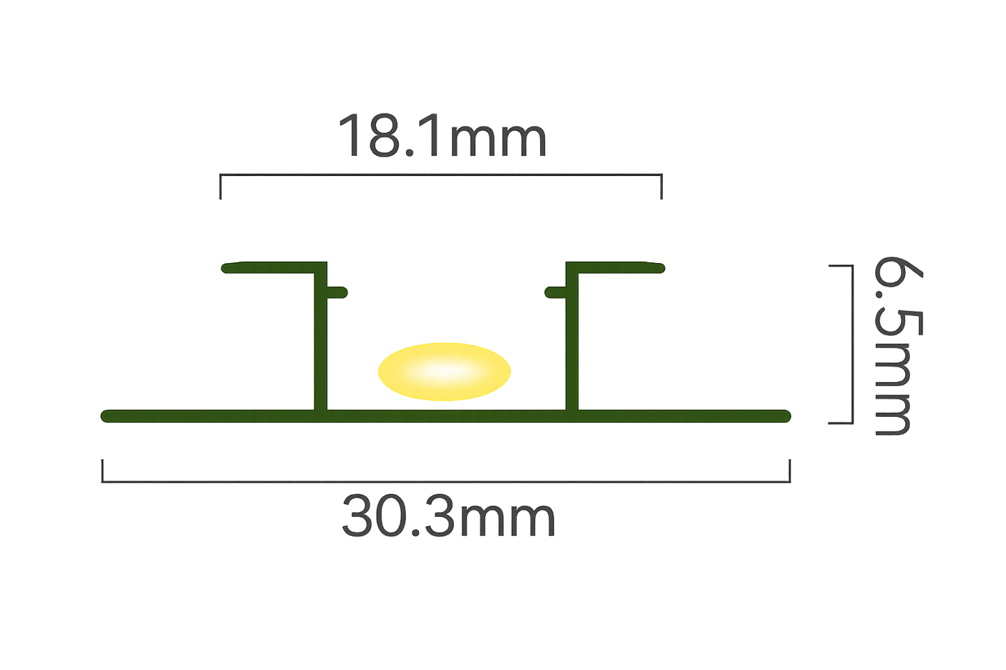 5mm LED Joining Trim for Flat Wall Panels cross-section diagram