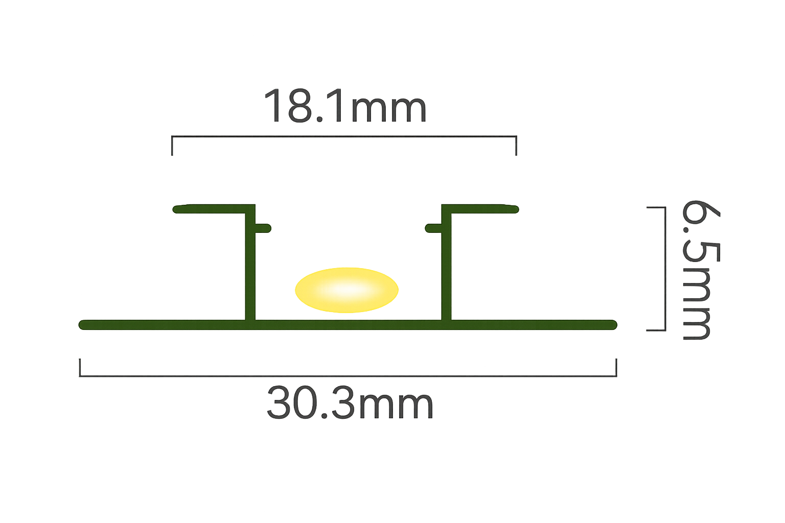 5mm LED Joining Trim for Flat Wall Panels cross-section diagram